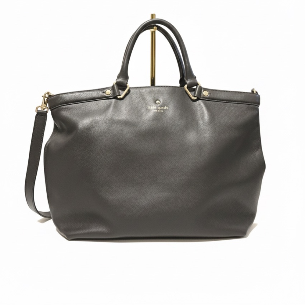 Kate Spade New York Staci Large Black Leather Satchel Shoulder Bag Gold Hardware